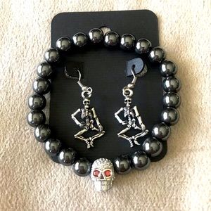 Skeleton Earrings & Bracelet Set